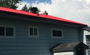 New red metal roof install
