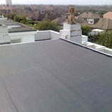 Rubber membrane covering flat roof